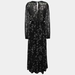 Pre Owned Just Cavalli Black Combat Eagle Printed Viscose Maxi Dress M