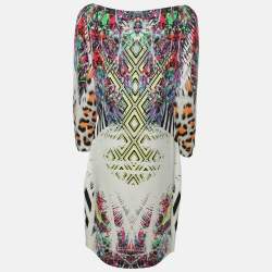 Pre Owned Just Cavalli Multicolor Viscose Blend Midi Dress XL