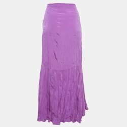 Just Cavalli Pink Crinkle Crepe Asymmetric Midi Skirt S