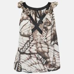 Pre Owned Just Cavalli Brown Printed Jersey Top L