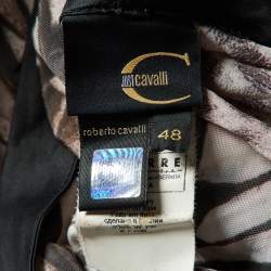 Pre Owned Just Cavalli Brown Printed Jersey Top L