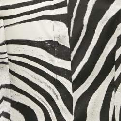 Pre Owned Just Cavalli Black/White Zebra Print Satin Silk Shirt M
