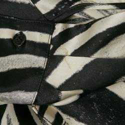 Pre Owned Just Cavalli Black/White Zebra Print Satin Silk Shirt M