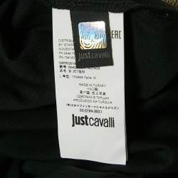 Pre Owned Just Cavalli Black Snake Motif Embellished Jersey T-Shirt L