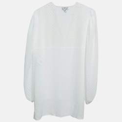 Pre Owned Just Cavalli White Sheer Chiffon V-Neck Tunic Top M