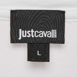 Pre Owned Just Cavalli White Logo Print Cotton T-Shirt Dress L