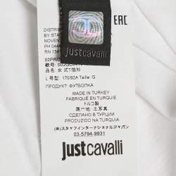 Pre Owned Just Cavalli White Logo Print Cotton T-Shirt Dress L