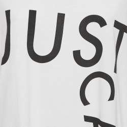 Pre Owned Just Cavalli White Logo Print Cotton T-Shirt Dress L