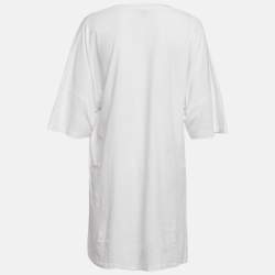 Pre Owned Just Cavalli White Logo Print Cotton T-Shirt Dress L