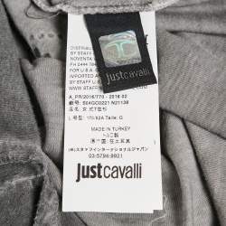 Pre Owned Just Cavalli Grey Star Studded Cotton Sleeveless T-Shirt L