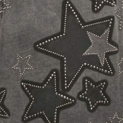 Pre Owned Just Cavalli Grey Star Studded Cotton Sleeveless T-Shirt L