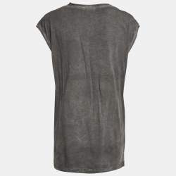 Pre Owned Just Cavalli Grey Star Studded Cotton Sleeveless T-Shirt L