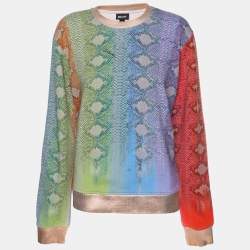 Just Cavalli Multicolor Python Print Cotton Blend Sweater M