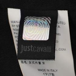 Pre Owned Just Cavalli Black Jacquard Mid Length Coat M