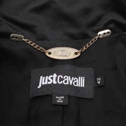 Pre Owned Just Cavalli Black Jacquard Mid Length Coat M