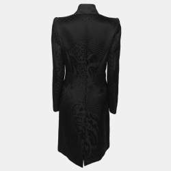 Pre Owned Just Cavalli Black Jacquard Mid Length Coat M