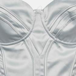 Pre Owned Just Cavalli Grey Satin Corset Midi Dress M