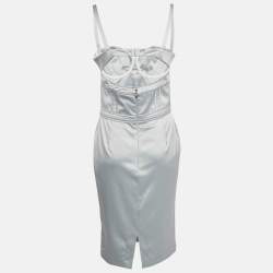 Pre Owned Just Cavalli Grey Satin Corset Midi Dress M