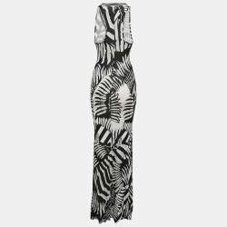 Pre Owned Just Cavalli Black/White Printed Jersey Sleeveless Maxi Dress S