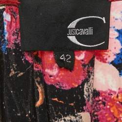 Pre Owned Just Cavalli Multicolor Silk Satin Floral Print Oversized Mini Dress M