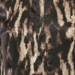 Just Cavalli Multicolor/Brown Animal Print Satin Silk Button Front Shirt M