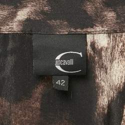 Just Cavalli Multicolor/Brown Animal Print Satin Silk Button Front Shirt M