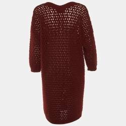 Pre Owned Just Cavalli Burgundy Chunky Wool Knit Mini Dress XL