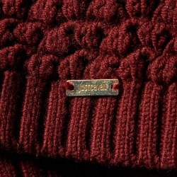 Pre Owned Just Cavalli Burgundy Chunky Wool Knit Mini Dress XL