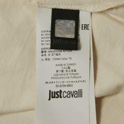 Pre Owned Just Cavalli Off White Logo Print Jersey T-Shirt XL