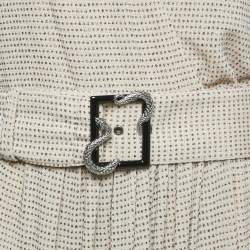 Pre Owned Just Cavalli Cream Glitter Embellished Jersey Belted Wrap Style Maxi Dress L