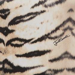 Pre Owned Just Cavalli Brown Tiger Print Jersey One Shoulder Bodycon Dress S