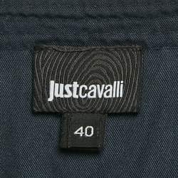 Just Cavalli Blue Printed Denim Flared Short Dress S