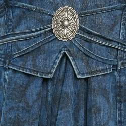 Just Cavalli Blue Printed Denim Flared Short Dress S