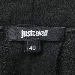 Just Cavalli Black Crepe Wool Formal Trousers S