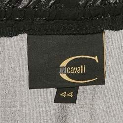 Just Cavalli Black Silk Smocked V-Neck Top M