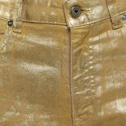 Just Cavalli Gold Coated Denim Straight Leg Jeans S Waist 28"