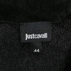 Just Cavalli Black Snake Jacquard Crepe Long Sleeve Mini Dress M