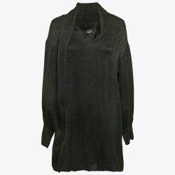 Just Cavalli Black Snake Jacquard Crepe Long Sleeve Mini Dress M