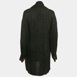 Just Cavalli Black Snake Jacquard Crepe Long Sleeve Mini Dress M