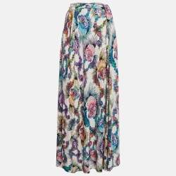 Just Cavalli Multicolor Shell Print Jersey Maxi Skirt M