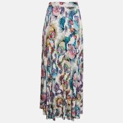 Just Cavalli Multicolor Shell Print Jersey Maxi Skirt M