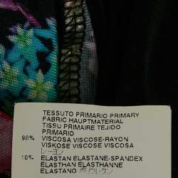 Pre Owned Just Cavalli Black/Multicolor Printed Jersey Halter Neck Midi Dress S