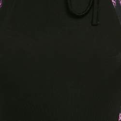 Pre Owned Just Cavalli Black/Multicolor Printed Jersey Halter Neck Midi Dress S