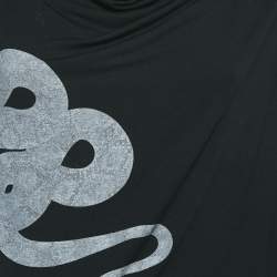 Pre Owned Just Cavalli Black Logo Print Modal Knit Draped Sleeveless Top M