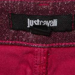 Just Cavalli Pink Metallic Cotton Just Chic Jeggings L/Waist 32"
