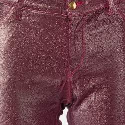 Just Cavalli Pink Metallic Cotton Just Chic Jeggings L/Waist 32"