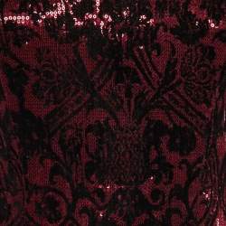 Just Cavalli Pink Flock Print Sequined Scoop Neck Top M