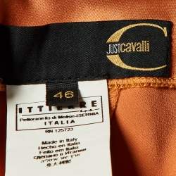 Just Cavalli Orange Satin Fit & Flare Maxi Skirt L
