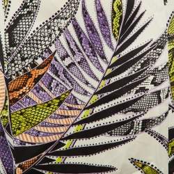 Just Cavalli White Printed Satin Fit & Flare Maxi Skirt L