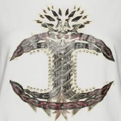 Pre Owned Just Cavalli White Cotton Blend Monogram T-Shirt L